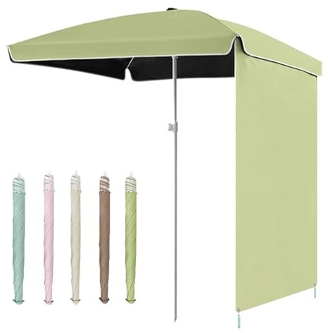 GSKDZG Parasol De Plage Coupe-vent 160cm 200cm Parasol De Jardin Carré Avec Rideau Pare-soleil Ombrelle De Terrasse En Plein Air, Protection Solaire, Imperméable(Green,160cm/5ft)