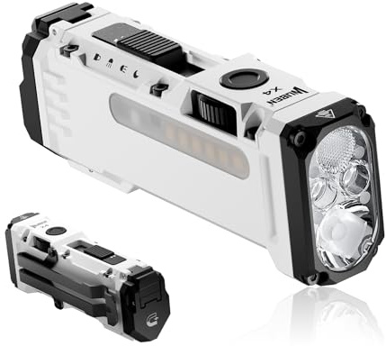 WUBEN Lampe torche plate X4 EDC avec lumière RVB, mini lampe torche de 1500 lumens avec interrupteur tactique et aimant, lampe torche USB C portable IP65 avec clip de poche | Petite lampe de poche rechargeable 1500 lumens, lampe de poche tactique EDC IP65 pour camping, cadeau, urgence