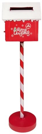 Oshhni Statua Di Cassetta Postale Di Natale 50.5 Cm, Cassetta Lettere Babbo Natale in Ferro, Decorazione Natalizia per Soggiorno, Ufficio, Reception Dell'hotel, Giardino, Porta D'ingresso