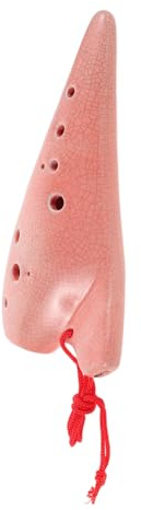 Keramik Okarina 12 Loch für Anfänger und Erwachsene in Rosa | Professioneller Tonumfang, Einfache Spielweise, Traditioneller Stil, mit Schutzhülle und Notenblatt