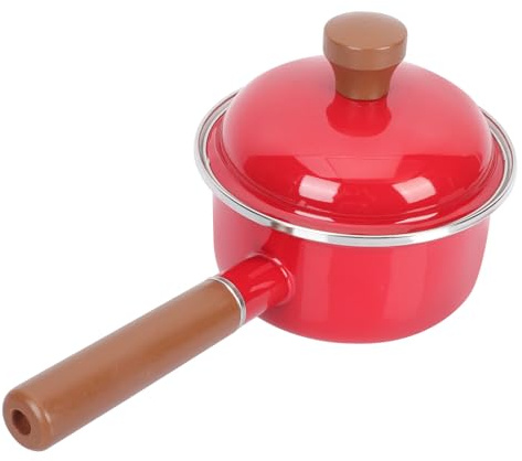 Cabilock Olla de Esmalte Roja de 16 CM para Leche y Sopa Cacerola Antiadherente Multifuncional Apta para Inducción y Gas Utensilio de Cocina Resistente a Altas Temperaturas