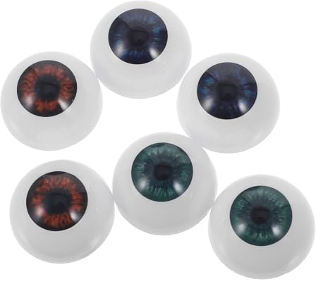 MOKKHNB 3 Pairs 22Mm Acrylic Craft Eyeballs for Halloween Realistic Brown, Green, and Dark Blue Simulated Eyes for Doll Making, Mask Inserts, and Plush Decorations