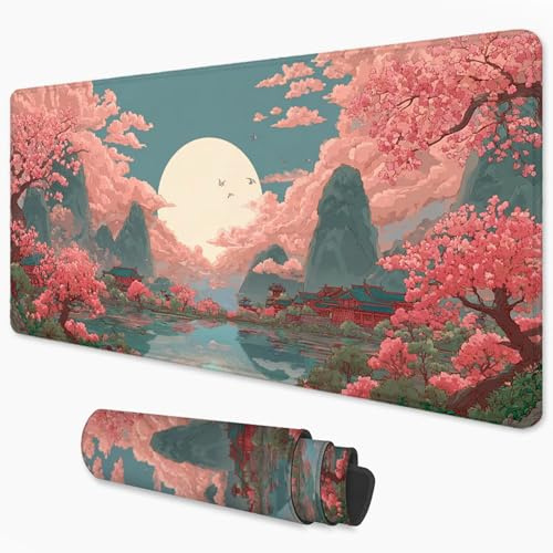 Alfombrilla Ratón Rosa Mouse Pad 1200x600 mm, Grande Alfombrilla Gaming Paisaje con Superficie Especial Que Mejora la Velocidad y la precisión, Mousepad Impermeable para Gamers, PC y Portátil 3Y-992