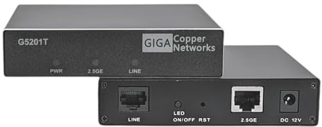 GIGA Copper - G.hn Wave2 MIMO Modem mit 2,5GBit LAN - Gigabit Ethernet über Telefonkabel (2- & 4-Draht), 1500 Mbit/s, Latenz <1ms, 1x G5201T InHome