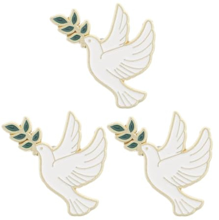GLEAVI Lot de 3 Broches Symbole de Paix en Alliage de Zinc Blanc, Épingle à Paquet à Dos Rustique et Accessoire Foulard Élégant pour Décoration Polyvalente