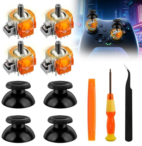 TMR Joysticks Électromagnétiques pour PS5, 4 Pièces Joystick pour Manette PS5, Accessoires de Remplacement pour Manette PS5, Comprend les outils d'installation