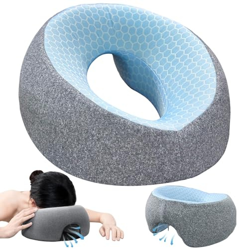 Ergonomisches Massage-Gesichtskissen aus Memory-Schaum, Atmungsaktives Eis-Seide Kissen mit Gesichtsausschnitt & abnehmbarem Bezug, Kopfstütze für Massagebett, Spa & Zuhause