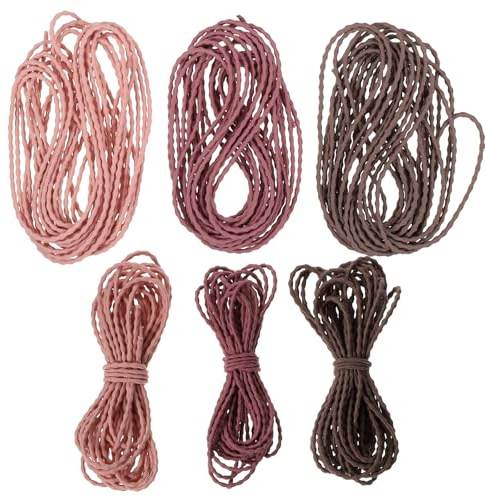 HOOTNEE Cordón Elástico para Hacer Joyas y Pulseras 6 Piezas 5 Metros Cuerda de Tela Fina para Abalorios Almacenamiento en Rollo Adecuado para Manualidades y Regalos
