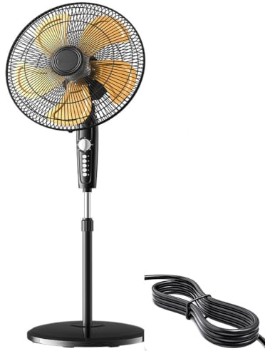 GBPLDMAQ Ventilatore a Piantana in Metallo, Altezza Regolabile di 15 Cm Ventilatore da Terra, Timer 4 Velocità, Orientabile a 90° per Casa e Camera