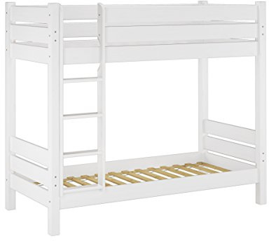 Erst-Holz®Etagenbett für Erwachsene aus Kiefer in Weiß 2 Rollroste