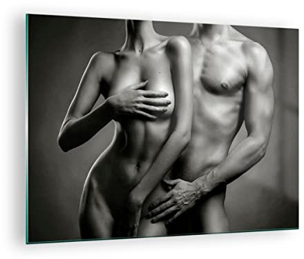 Bilder auf Glas Frau Mann Nackt Paar Glasbild 70x50cm Wandbilder Dekoration Wohnzimmer Schlafzimmer Küche Deko Klein Wanddeko Bild im Glas Wand Kunstdruck Art Modern Wall Decor Glasdruck GAA70x50-2721