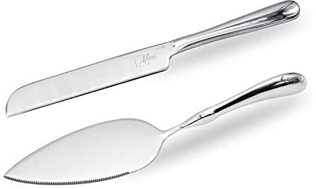 Muncie Household Cake Knife And Cake Server Set - Stylish, Classic, Sturdy - Fit For All Occasions - Wedding, Birthday, Everyday Use - Stainless Steel With Ergonomic Handle