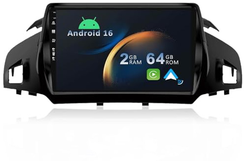 YUNTX Android 13 Coche Radio con navi para Ford Kuga Escape C-MAX(2013-2017): Radio Digital Dab/Bluetooth 5.0/WiFi/Doble 2 DIN/Pantalla 9/2G+32G/SWC/4G/USB Accesorios Coche Mapa de Europa