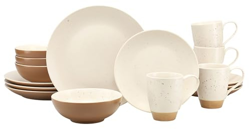 CreaTable, 33071, Serie SAND DUNES, 16-teiliges Geschirrset, Kombiservice aus Steinzeug, spülmaschinen- und mikrowellengeeignet, Qualitätsproduktion