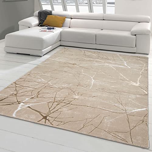 Teppich-Traum Designer Teppich Flur Wohn- & Schlafzimmer abstraktes Ästemuster beige Größe 160x230 cm