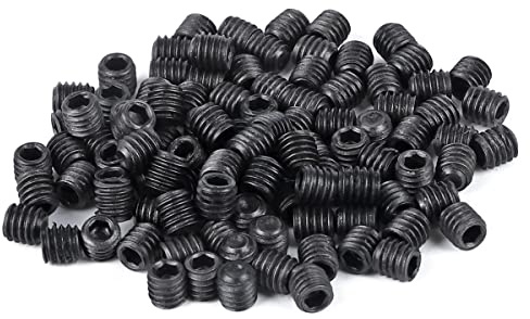 Niooliuk Pack of 100 M3x3mm Metric Carbon Steel Hex Socket Set Flat Point Grub Screws Black for Towel Rack Door Knob