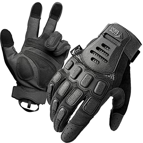 Zune Lotoo Gants de Moto, Gants Tactique Militaire Compatibles avec Écran Tactile pour Homme, Gant Airsoft Noir Respirants et Absorbant Les Chocs pour Cyclisme Motocross Airsoft Paintball (Noir-S)