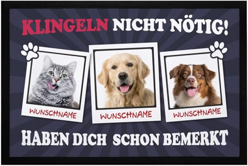 SpecialMe® Fußmatte mit eigenem Haustier selbst gestalten personalisiert mit Name Foto Geschenk für Haustierbesitzer Schwarz 60x40cm