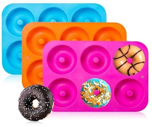 Onlineforu LTD 1 Food Grade Silicone Non Stick 6 Well Donut Mould – Reusable Doughnut Baking Pan for Oven – For Homemade Donuts, Cakes, Bagels & Snacks