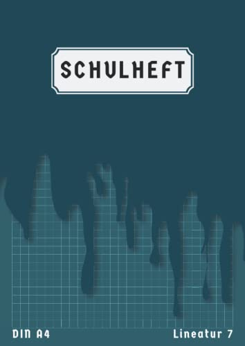 Schulheft Lineatur 7 Din A4: 7mm Kariert Schreibheft Ohne Rand Matheheft & Rechenheft | 50 Blatt | Blau