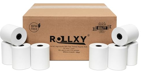 3-1/8 X 230 Thermal Paper Compatible with Star CT-S300 Tsp 100 BPA Free 50 rolls by Rollxy (50gm Thickness)