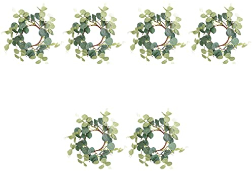 Operitacx 6stücke Dekorative Kerzenkränze Eukalyptus Stilvolle Künstliche Wreaths Für Ostern Und Festliche Tischdekoration Für Teelichter Und Kerzenhalter