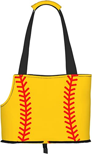Baseball Stitches Softball Soft-Sided Travel Pet Carrier Tote Handtasche Tragbare kleine Haustier-Tragetasche Umhängetasche