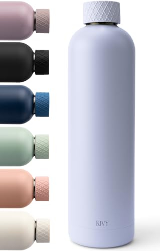 KIVY Edelstahl Trinkflasche 1l - Auslaufsichere Thermosflasche 1l - Trinkflasche Edelstahl Kohlensäure geeignet - Isolierflasche - Wasserflasche Gym - Thermo Sportflasche Metall