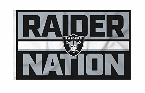 Rico Industries NFL Football Las Vegas Raiders Bold 3' x 5' Banner Flag Single Sided - Indoor or Outdoor - Home Décor
