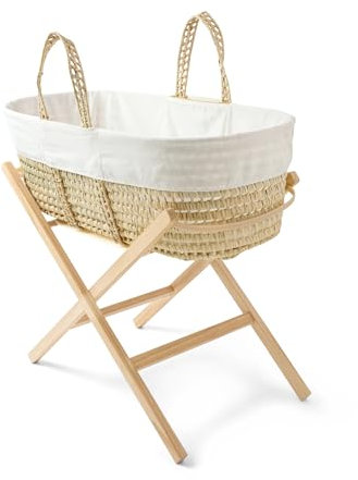 Clair de Lune Scandi Palm - Moisés con Soporte Plegable Natural, 74 x 30 cm, Color Blanco