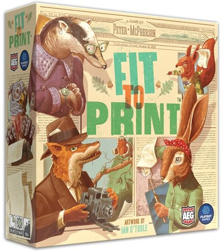 Alderac Entertainment Fit to Print Brettspiel, Tile Laying Zeitungs Titelseite, Solo Modus, Echtzeit oder Strategie, Woodland Art, 1 bis 6 Spieler, 15 bis 30 Min, ab 10 Jahren | 1–6 Spieler, ab 10 Jahren, 15–30 Minuten, Familienspaß in Echtzeit, Sammeln Sie Geschichten, Fotos und Werbung
