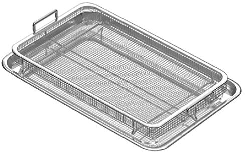 SueaLe Extra-Large Stainless Steel Air Fryer Basket & Crisper Tray for Fries/Bacon/Grill, Non-Stick Mesh Roasting Basket, Fits Most Standard Air Fryers