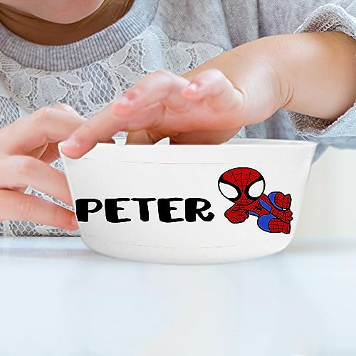 Wanapix | Bol Plastique Incassable Personnalisé | Vaisselle pour Enfants | Bol avec Nom pour Le Petit Déjeuner | sans BPA | Lavable au Lave-Vaisselle | 300ml | Spider Hero