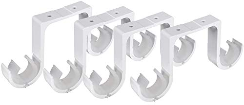 AYGCI 4 Stück Doppelt Drapierung Gardinenstange Halterung Verstellbar Wandhalterung Vorhangstange Halter Deckenhalterung Auflageträger für Hause Büro