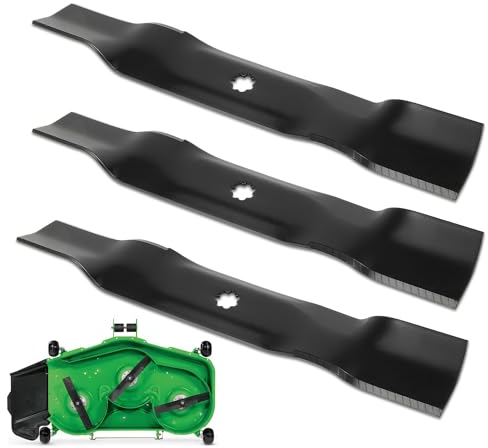 RANSOTO 3 Stück Rasenmäherklingen, kompatibel mit John Deere 121,9 cm Cut Deck 145 155C D140 E140 LA130 S140 X140 Z245 Deck Rasenmäher EZtrak Zero Turn Rasenmäher Ersatz GX21784 GY20852 AM137757 AM144