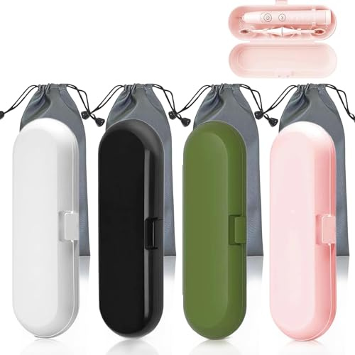 4 Stück Zahnbürsten Etui für Elektrische & Handzahnbürsten(21.5x8x4.5 cm) | wasserdichte Reisebox, 4 Farben Ideal für Reisen Camping & Schule