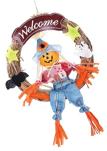 Halloween Vogelscheuchen Türhänger Anhänger mit Blauem Strahl Strohhut
