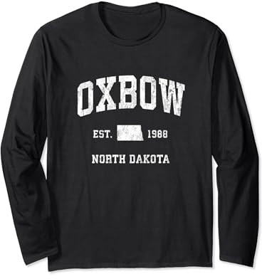 Design Sportif Vintage Oxbow North Dakota ND Manche Longue