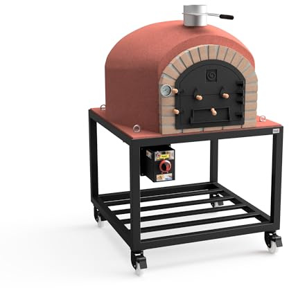 MOVELAR - Holzofen für den Außenbereich, Modell VESUVIUS (Burdeos - 120 x 120 x 165 cm) – isoliert mit Kork & 3 Keramikmatten, handgefertigter Ofen für Pizza, Brot & Fleisch