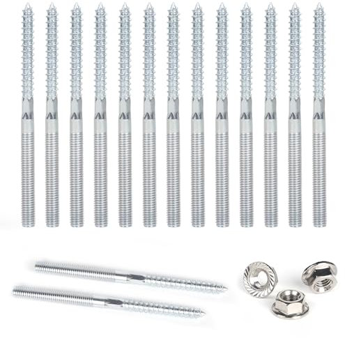 DBREAKS Lot de 15 vis Torx M8 x 120 mm - Vis à double filetage - Vis de chevilles double face avec écrous à dents de blocage - Filetage à goupille