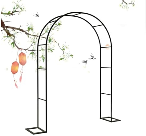 Iron Pergola Arbor Garden Trellis Arch Backdrop Stand 7.5x7.2ft 9.8x7.2ft 11.5x7.2ft 6.6x7.5ft Metal Arbour Archway Wedding Arches for Ceremony Party Decoration(Black,80x200cm)