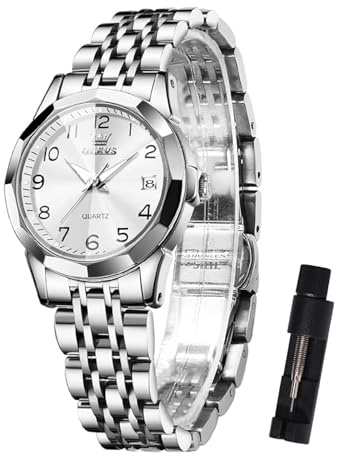 OLEVS Montre-Bracelet Dames, Petit Visage Quartz Dames Montres, de Luxe Diamant en Acier Inoxydable Montres analogiques pour Les Femmes, étanche Dame Montre avec Affichage de Date