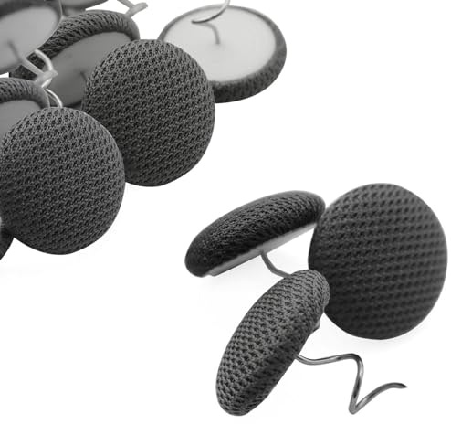 XGNG 12PCS Gray Fabric Covered Button Twist Pins Dust Ruffle Pins Twist Pins for Slipcovers, Headliners, Sofa, Upholstery, Armchair Caddies, Bed/Sofa Skirts Pins
