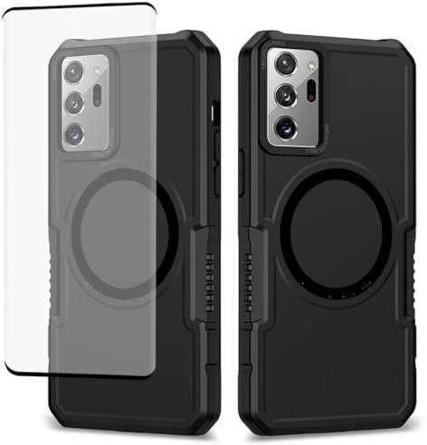 Wanyuexes Case for Galaxy Note 20 Ultra 5G Case, Samsung Note 20 Ultra Case with Tempered Glass Screen Protector, Compatible with MagSafe, Shockproof Phone Cover for Samsung Galaxy Note 20 Ultra Black