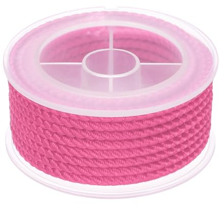 sourcing map Nylon Thread Twine Beading Cord, 10.5ft 4mm Nylon Braided Bracelets String Cord Rope for Jewelry Making DIY Crafts Necklaces, Dark Pink
