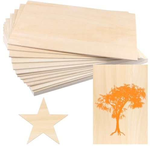 SOUJAP 15 hojas de madera contrachapada A4, hoja de tilo sin terminar de 3 mm, hojas de madera de 210 x 297 x 3 mm, tableros de madera natural sin terminar para manualidades y pintura