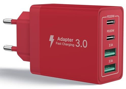 Aioneus Cargador USB C, 40W 4 Puertos Enchufe USB Cargador iPhone Carga Rapida con Doble Tipo C y USB A Multiple Adaptador para iPhone 17 16 Pro MAX 15 14 13 12 11, Samsung, iPad