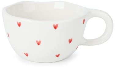 Koythin Tasse à café en céramique faite à la main – Tasse mignonne pour fille et femme – Esthétique – Tasse à thé et lait avec poignée – 250 ml pour latte, cacao, bureau, maison (petit amour)