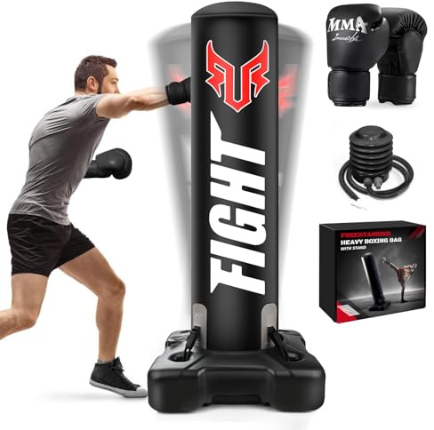 JUOIFIP 175cm Freistehender Boxsack Erwachsene, Standboxsack mit Pumpe und Boxhandschuhe, Boxing Set für Kickboxen Kampfsport MMA Dummy Muay Thai Home Gym Ausbildung