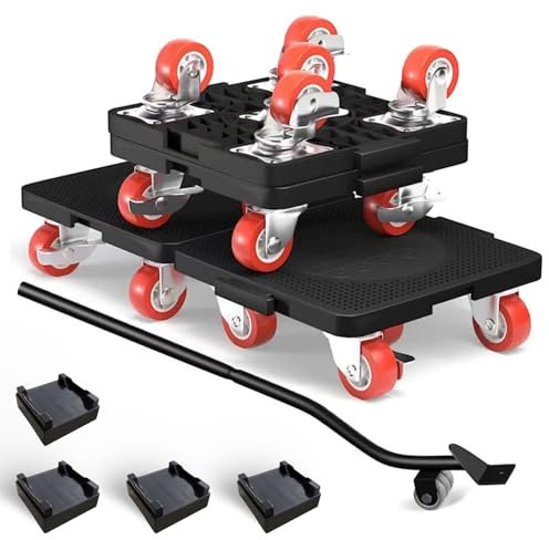 Juego de ruedas para muebles, 500 kg, capacidad de carga, 5 ruedas de carga pesada con ABS y acero para elevadores de muebles, ruedas de mudanza, renovación, ideal para artesanos, transportistas y